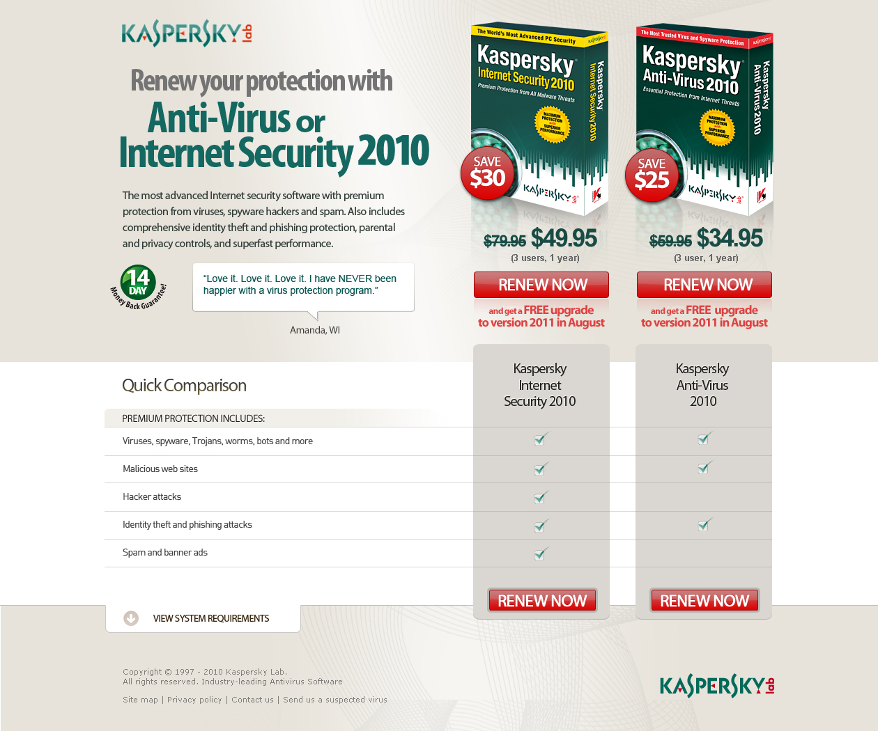 Kaspersky — landing page